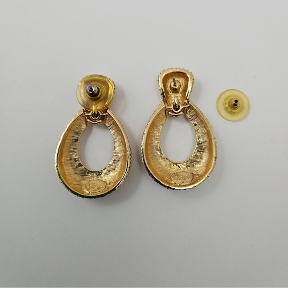 Kenneth Jay Lane Swarovski crystal doorknocker earrings - Picture 2 of 4